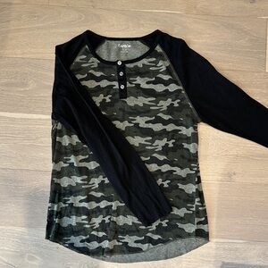 Carbon Camouflage Long Sleeve Shirt with Black Sleeves